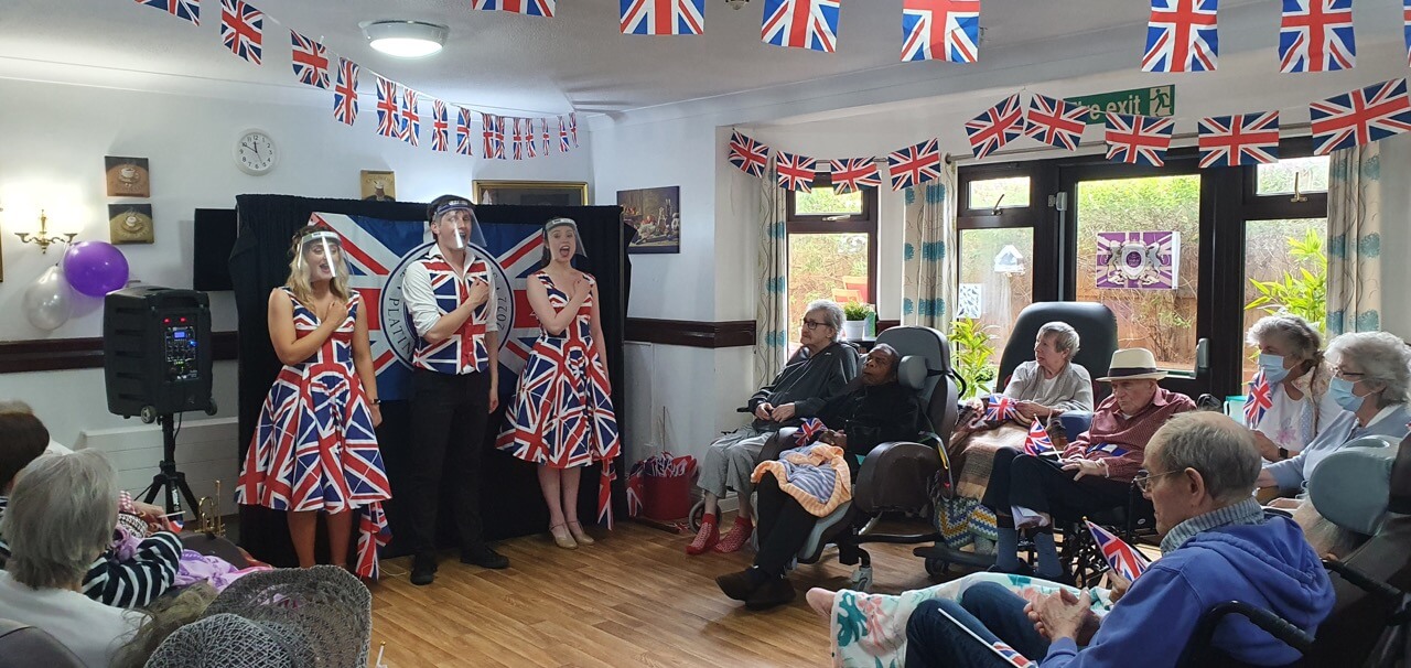 Entertainers entertaining residence in a care home